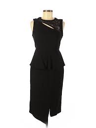 Thalia Sodi Cocktail Dress Party Black Solid Dresses Used Size 8 In 2020 Midi Cocktail Dress Dresses Peplum Dress