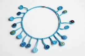 Crocheted Blue Circle Necklace By Shepit On Etsy Crochet Jewelry Crochet Jewelry Necklace Crochet Jewlery