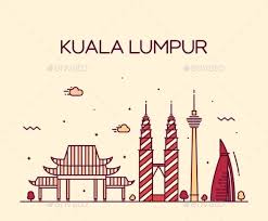 Kuala Lumpur Trendy Vector Illustration Line Art Line Art Vector Line Art Vector Illustration