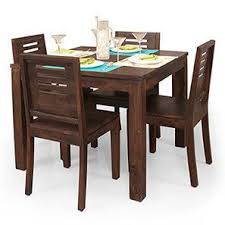 Arabia Square Capra 4 Seater Dining Table Set Mahogany Finish 4 Seater Dining Table Four Seater Dining Table Furniture Dining Table