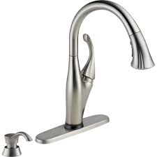 Moen has motionsense and delta has touch2o. Delta Addison Single Handle Pull Down Sprayer Kitchen Faucet With Touch2o Technology And Soap Dispenser In Stainless 9192t Sssd Dst The Home Depot
