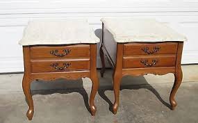 Vintage Hammary Queen Anne French Provincial Marble Top Night Stands End Tables Sold 60 Ebay End Tables French Provincial Marble Top