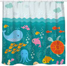 Moroccan fish scale tile bathroom remodel. Amazon Com Sunlit Lovely Cartoon Sea Creatures Fabric Shower Curtain For Kids Whale Turtle And Fish Bathroom Decor Curtain For Girls And Boys Kitchen Dining
