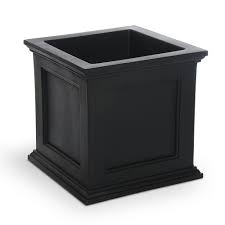 Fiberglass planters are rot proof, lightweight & perfect for the patio, garden, balconies & decks. Mayne Self Watering Fairfield 20 In Square Black Plastic Planter 5825b The Home Depot