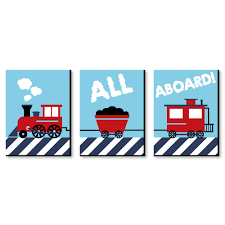 What are the shipping options for wall decals? Railroad Crossing Steam Train Baby Boy Nursery Wall Art Kids Room Decor 7 5 X 10 Set Of 3 Prints Walmart Com Walmart Com