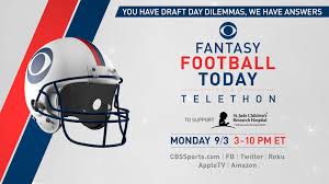 Get the latest fantasy football news, cheat sheets, draft rankings and player stats from cbs sports. Fantasy Football Today On Twitter Our Fantasy Football Today Telethon For Stjude Kicks Off Labor Day Afternoon Jameyeisenberg Daverichard Heathcummingssr And The Crew Will Give You Seven Hours Of Draft Advice On