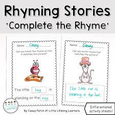 Rhyming Worksheets Complete The Rhyme Rhyming Activities Rhyming Worksheets Education And Literacy