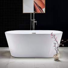 Sale ends in 2 days. á… Woodbridge 59 Acrylic Freestanding Bathtub Contemporary Soaking Tub With Brushed Nickel Overflow And Drain White Tub B0014 B N Drain O Woodbridge