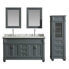 Stock wall kitchen cabinet in polar white finish. Design Element Dec059c G Wt Cab059 G Hudson 60 Inch Single Sink Vanity Set In Grey With Carrara Marble Top And 65