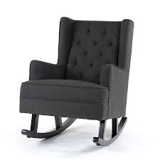 Isla Wingback Rocking Chair Charcoal Black Legs Black Mango