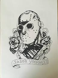 Jason Voorhees Tattoo Style Ink Drawing Jason Voorhees Drawing Friday The 13th Tattoo Jason Drawing
