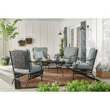 Hampton Bay Amelia Springs Rocking Outdoor Lounge Chair With Spa Cushions 2 Pack Fg Mdlch The Home Depot Conversation Set Patio Lounge Chair Outdoor Living Room Leather