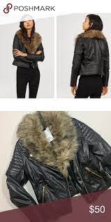 H M Faux Fur Collar Biker Jacket Never Worn Faux Fur Collar Fur Collars Biker Jacket