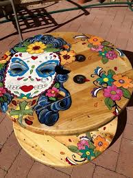 Sugar Skull Diy Table Spool Tables Spool Furniture Mexican Decor