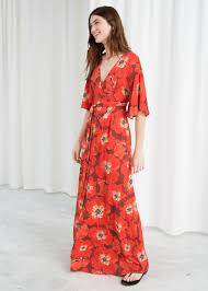 Poppy Print Wrap Dress Red Maxi Dresses Other Stories Printed Wrap Dresses Red Dress Maxi Red Dress Women