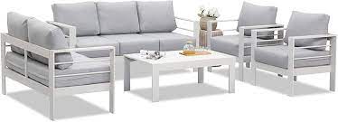 Get sale alerts · shop designer brands · shop exclusive offers Buy Wisteria Lane Outdoor Patio Furniture Sets Aluminum Sectional Sofa White Metal Conversation Set With Grey Cushions Online In Vietnam B088fntq5x