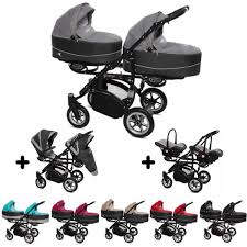 twinni zwillings geschwister kombi kinderwagen 3in1 mit 2 babyschalen 2 babywannen 2 sportaufsatzen gestell schwa kinderwagen zwillinge kinderwagen kinder