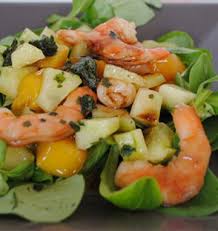 Salade De Mache A La Crevette Et A La Mangue Recette Recettes De Cuisine Salade De Mache Cuisine