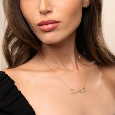 Gold Chain Cheap Cursive Name Necklace Large Script Name Necklace 14K  Yellow Gold 18" Kay