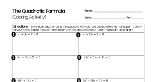 The quadratic formula is used for quadratic equations you can't factor*. The Quadratic Formula Worksheet Nidecmege