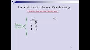 finding factors tower t chart method