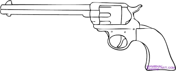 The time of duels is over. Step By Step Tutorial On How To Draw A Cartoon Pistol On Dragoart Guns Drawing Pistol Drawing Guns Sketch