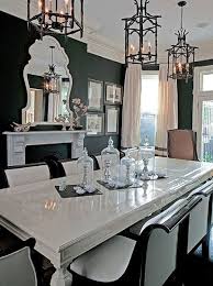 Black And White Dining Table Black White Inspiration I Would Do Chandeliers Tufted Chairs To Add Some Glam Mirror Dining Room Beautiful Dining Rooms Black And White Dining Room