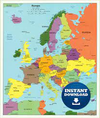 Have a look at the opendemsearcher map client on this website. Digital Political Colorful Map Of Europe Ready To Print Map Etsy Europe Map Colorful Map Europe Map Printable