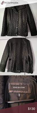 Jones New York Black Leather Coat Size Xl Euc Black Leather Coat Clothes Design Leather Coat