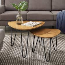 Buy the best and latest triangle table on banggood.com offer the quality triangle table on sale with worldwide free shipping. Walker Edison Furniture Company Hairpin 2 Piece 24 In English Oak Medium Triangle Wood Coffee Table Set With Nesting Tables Hd8449 The Home Depot