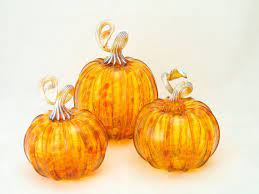 Pumpkin Decor Hand Blown Glass Golden Honey Gold Amber Glass Etsy Glass Pumpkins Amber Glass Hand Blown Glass