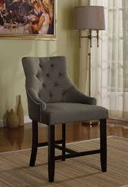 Acme 59197 Set Of 2 Drogo Gray Fabric Padded And Tufted Counter Height Bar Stools Counter Height Chairs Side Chairs Acme Furniture