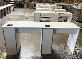 Double Nail Tables With Fans And Quartz Top Nail Salon Furniture Design Remodel Custom Furniture