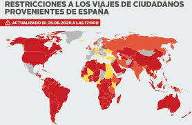 Los son dos recuadros con mapas de estuario del río. Mapa Los 28 Paises Que Imponen Cuarentena A Viajeros De Espana Economia