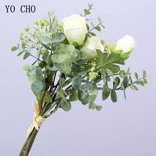 Calla lilies are a great choice for a white wedding! Yo Cho Rose Flower Artificial Silk Lotus Eucalyptus Leaves Baby S Breath Wedding Bouquet Bride Party Bouquet Diy Home Decoration Artificial Dried Flowers Aliexpress