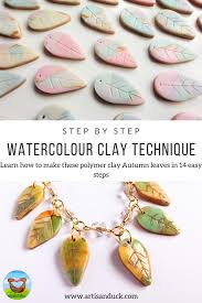 New polymer clay surface technique create unique small cells cabochons bubble nails effect tutorial. Polymer Clay Watercolour Technique Leaf Tutorial The Artisan Duck