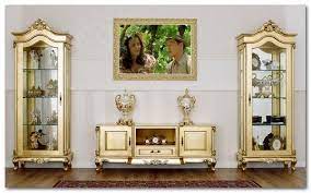 Parete Attrezzata Barocco Cristalliera Con Portatv Foglia Oro Mobili Di Lusso Arredamento Design Di Lusso