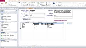 Microsoft Access Food Recipe Database Templates Example Access Database And Templates