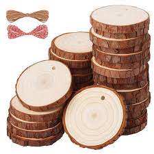 Each wood slice conveys a very natural wood color with bark lines for a truly authentic tree log look. Natural Wood Slices 25 Pc 3 1 3 5 In Craft Wood Kit Unfinished Predrilled With Hole Wooden For Arts Christmas Ornaments Diy Buy At A Low Prices On Joom E Commerce Platform
