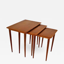 Set Of Nesting Stacking Tables In Teak Wood Denmark 1950s Table Teak Wood End Table Sets