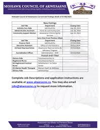 Mohawk Council Of Akwesasne: Job Postings – Your Next Job.ca | Make  informed career decisions.