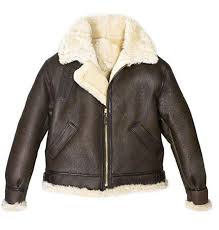 Mens Raf B3 Brown Bomber Ww2 Pilot Real Shearling Sheepskin Aviator Flying Leather Jacket