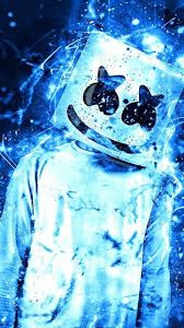 Marshmello 4k Blue Neon American Dj Superstars Fan Art Dj Marshmello Djs Christopher Comstock Cartoon Wallpaper Superhero Wallpaper Crazy Wallpaper