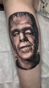Herman Munster. Believe it or not I have never tattooed a Frankenstein  portrait of any sort. Nor have I even watched a transform film. , •, •, •,  •, •, #tattoo #blackandgreytattoo #tattoos ...