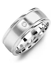 Express your everlasting devotion when you shop from jared's® bridal collection. Men S Brush Milgrain Edges Diamond Wedding Ring In White Gold 10k 8mm 1 Diamond 0 05ct Size 10 Madani Rings