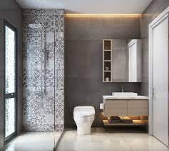 Aged bronze mirrors topped with little birds, as seen above, are a great way to finish off the garden theme. Modern Bathroom Ideas Grey And White Novocom Top