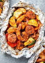 Chicken fajita foil packets best low carb paleo keto. Cajun Shrimp Foil Packs Gimme Delicious