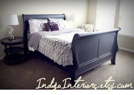 Available in cherry and black finish. Distressed Black Queen Size Sleigh Bed By Indigointeriors On Etsy 550 00 Sleigh Beds Black Bedroom Furniture Sleigh Bed Painted