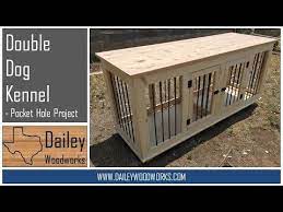 Double Dog Kennel Made With Pocket Holes Measures 74lx34hx24w Diy Dog Crate Diy Dog Kennel Dog Crate Furniture