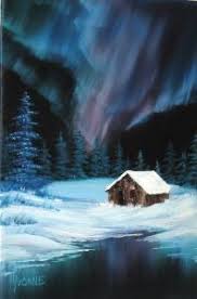 How To Paint Northern Lights In Oil Google Search Northern Lights Painting Winter Painting Painting